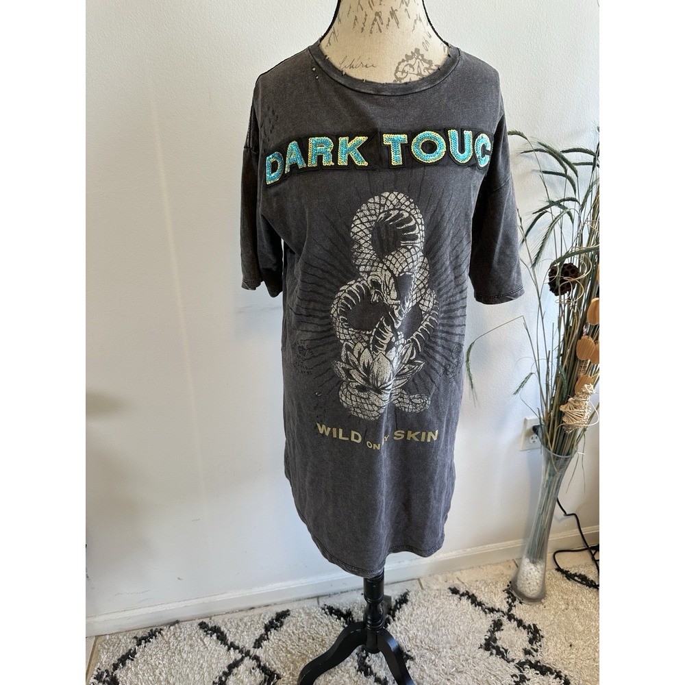 REPLAY Womens Short Sleeve Dress‎  XS Tie Dye Cotton Gray Distressed